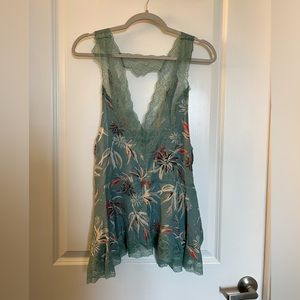 Free People Bellflower tunic top in sea glass green